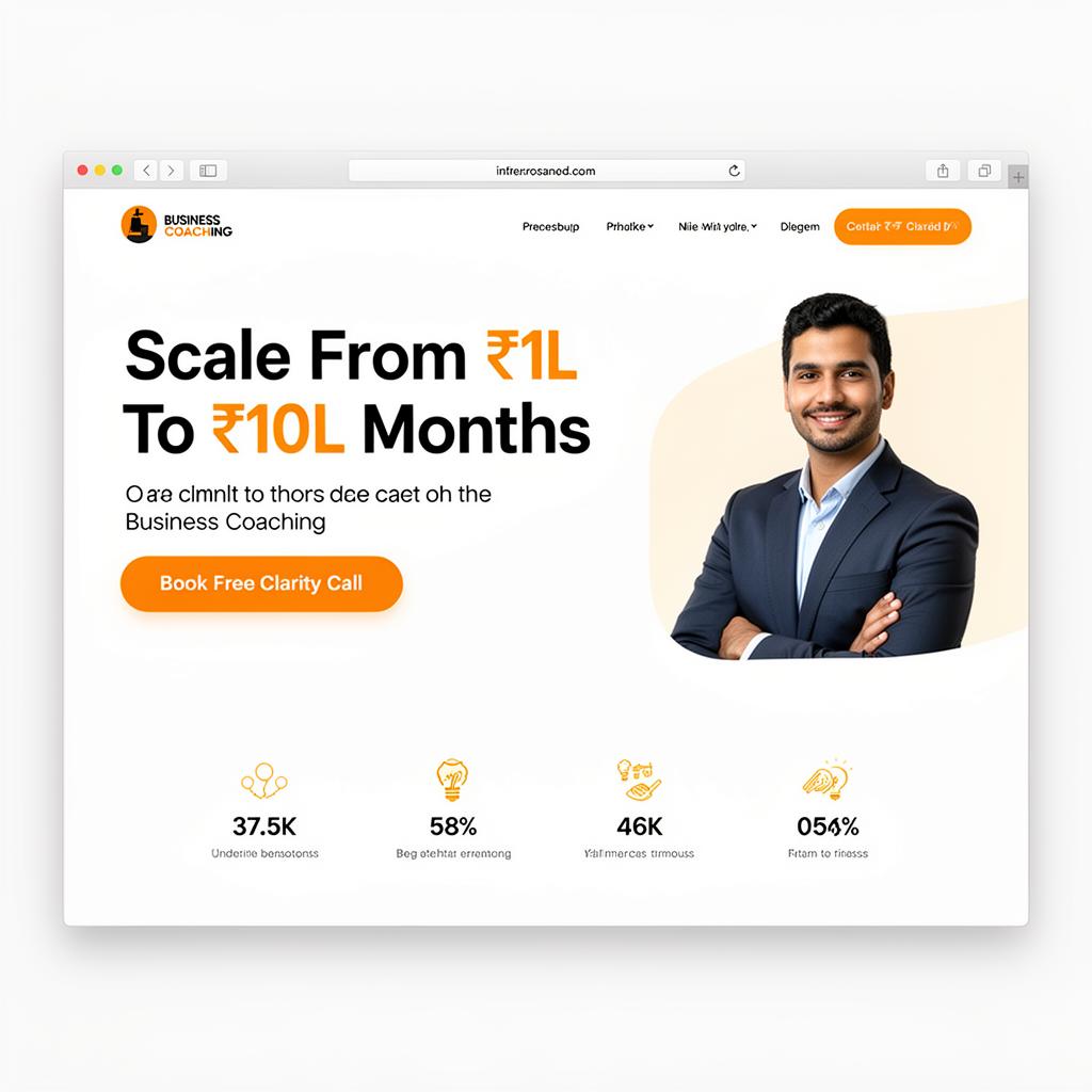 Business Coaching landing page sample — Scale from ₹1L to ₹10L months