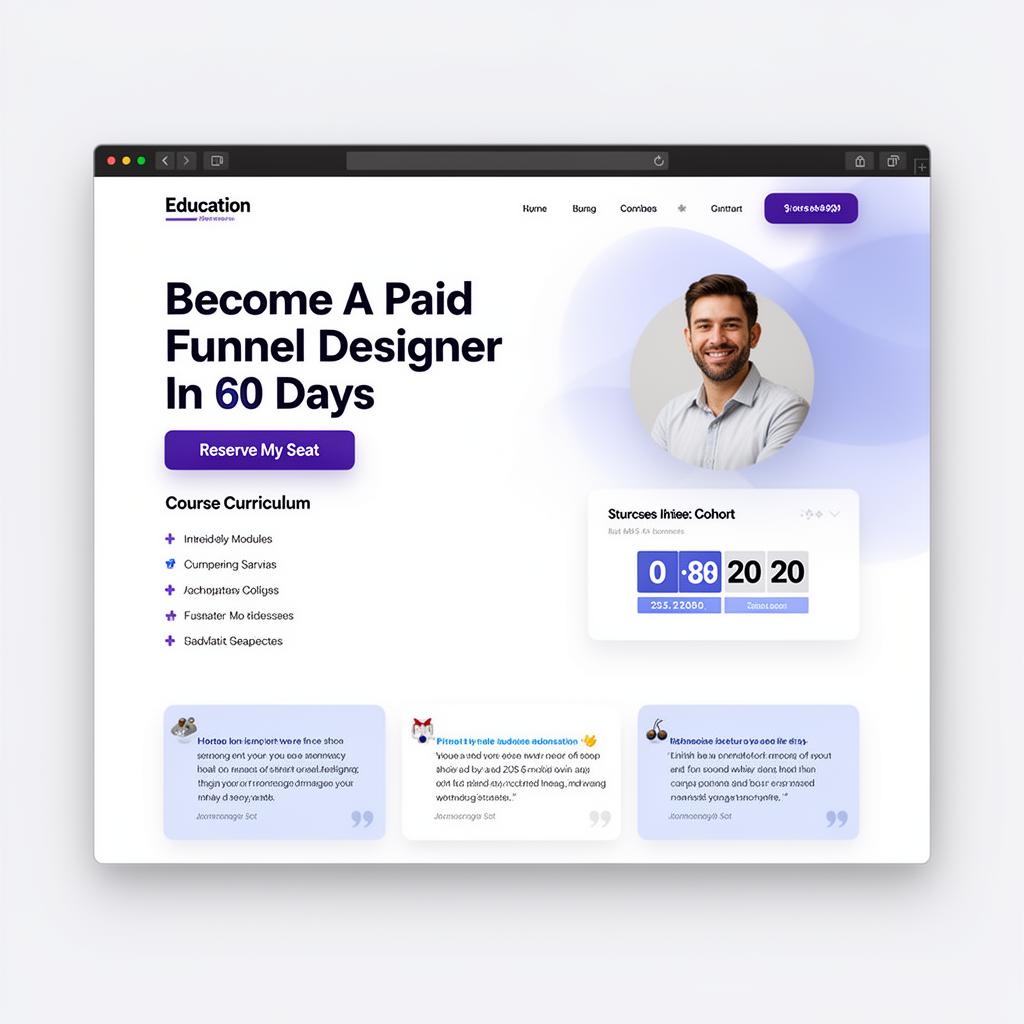 Edtech Course landing page sample — Become a paid funnel designer in 60 days