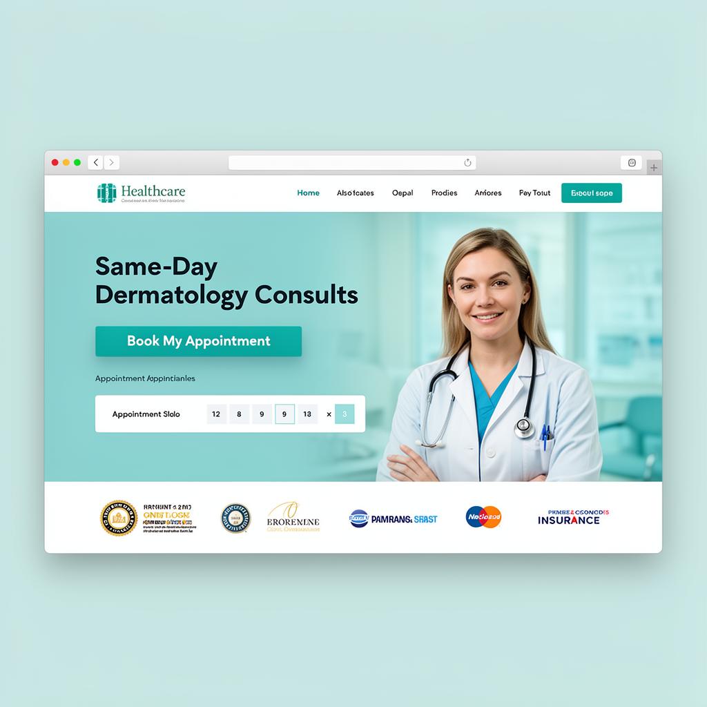 Healthcare Clinic landing page sample — Same-day dermatology consults