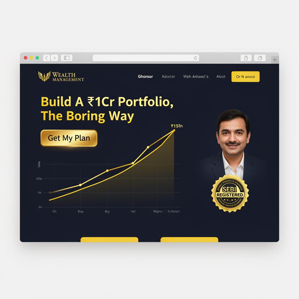 Wealth Management landing page sample — Build a ₹1Cr portfolio, the boring way